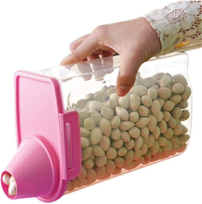 Pet Food Storage Container with Graduated Cup and Seal Buckles Food Dispenser for Dogs Cats (Pink)