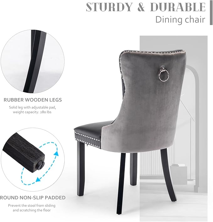 SoarFlash Kitchen Table and Chairs for 2, 24" Dining Table Set for 2 with Leather Upholstered Chairs, 3 Piece Round Kitchen Table Set, Dining Room Table Set for Small Space, Apartment