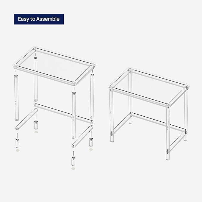 HMYHUM Acrylic Computer Desk, 32 Inch Clear Office Desk for Small Spaces, Study, Writing, Vanity Table with Cylindrical Legs, Modern, Easy Assembly