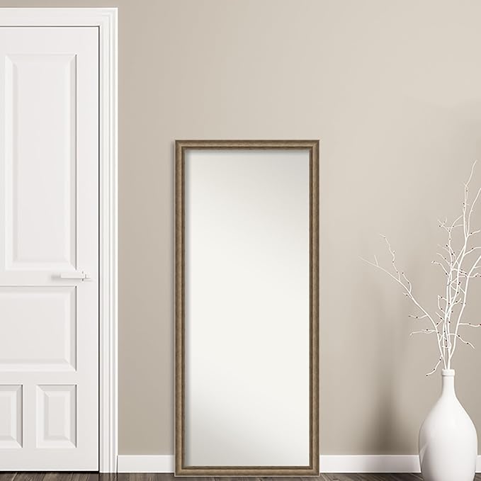Amanti Art Bronze Full Length Mirror, 63x27 Angled Bronze Tall Free Standing Body Wall Mirror Full Length for Dressing, Modern Wood Frame, Lean on Floor or Hang, Wall Decor