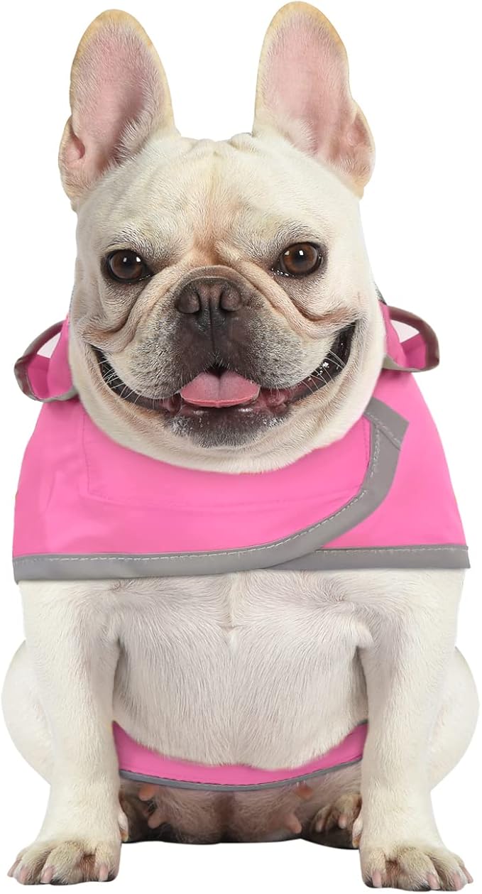 HDE Dog Raincoat with Clear Hood Rain Jacket Poncho for Small Medium Large Dogs Pink - M