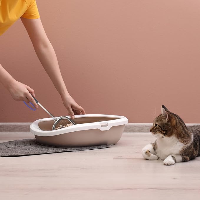 Sand Dipper Metal Cat Litter Scoop – Long Handle Cat Poop Scooper for Litter Box (15”), Heavy-Duty Stainless Steel Kitty Litter Scoop (Scoop)