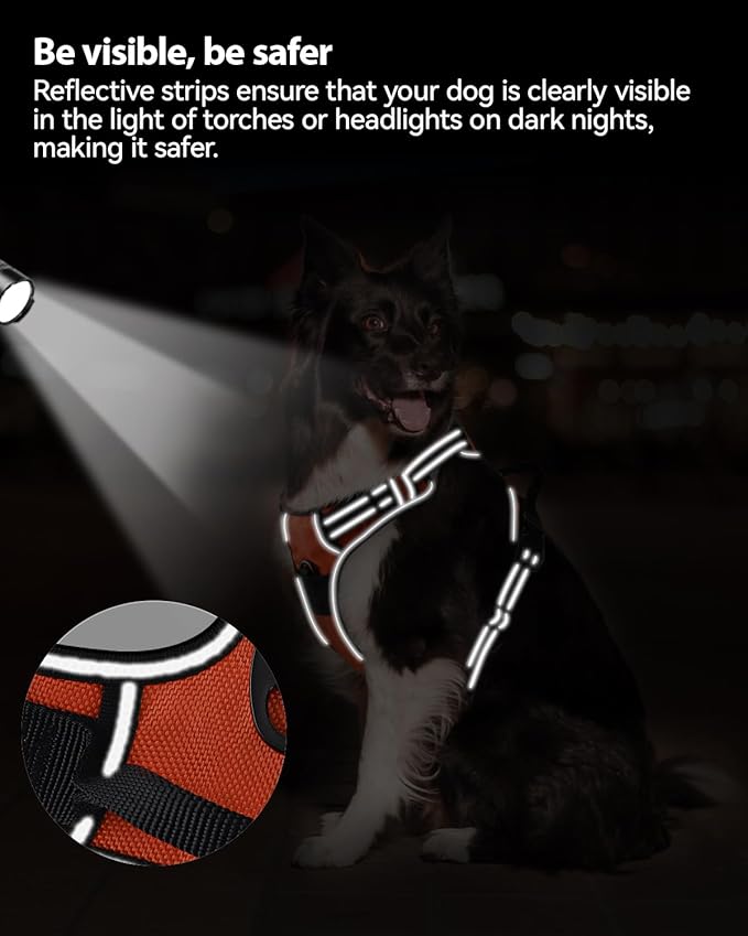 Joytale No Pull Dog Harness for Small Dogs, Reflective Pet Vest with Front Clip, Adjustable Soft Padded Harnesses with Easy Control Handle for Training and Walking, Orange, S