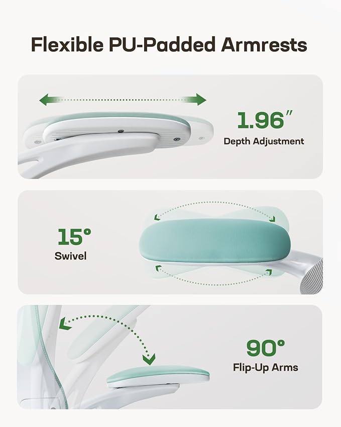 Marsail Ergonomic Office Chair: Office Desk Chair with High Back Mesh and Adjustable Lumbar Support Rolling Work Swivel Task Chairs with Wheel 3D Armrests and Headrest