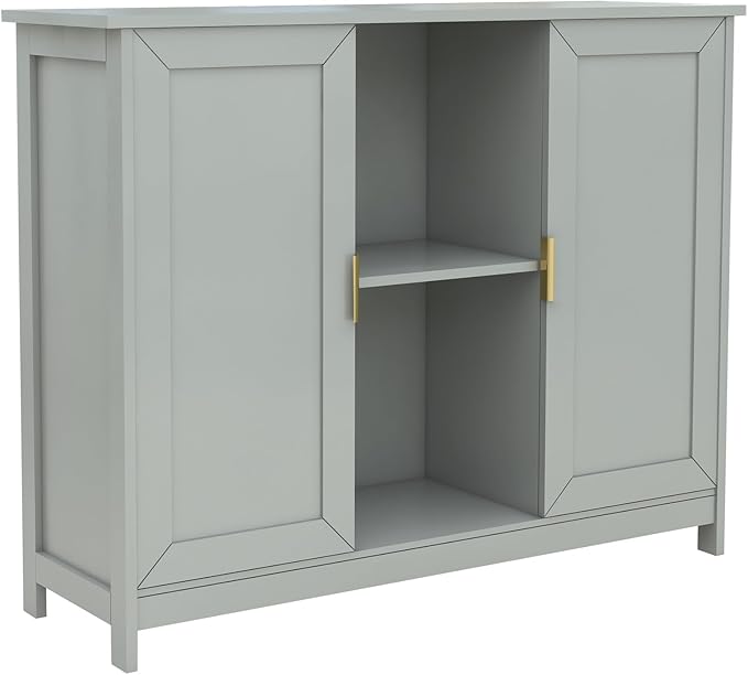 TaoHFE Grey Kitchen Pantry, Modern Wooden Small Credenza Sideboard Coffee Station, Storage Small Cabinet with Doors and Shelves for Kitchen