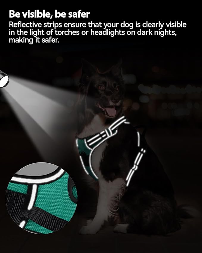 Joytale No Pull Dog Harness for Extra Large Dogs, Reflective Pet Vest with Front Clip, Adjustable Soft Padded Harnesses with Easy Control Handle for Training and Walking, Teal, XL