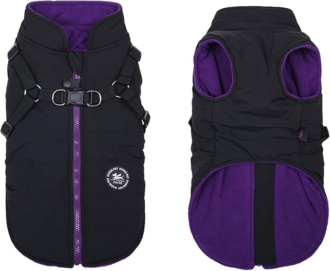 Norbi Dog Coat - Winter Jacket with Built-in Harness, Adjustable Warm Coats for Small to Large Dogs, Perfect for Cold Weather