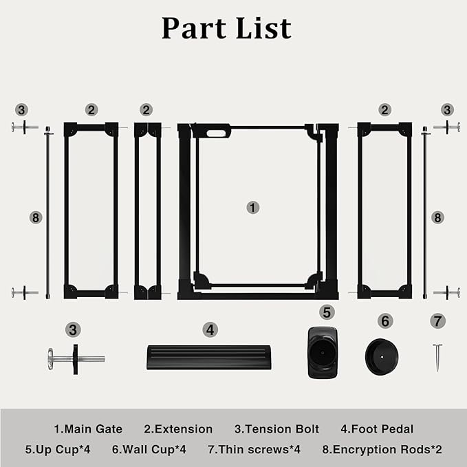 WAOWAO Clear Baby Gate for Stairs Modern Design Acrylic Auto Close Pet Gate, 48.42-57.08" Wide Safety Baby Gate for Doorways,Black Clear Dog Gates Indoor, Hallways,Kitchen