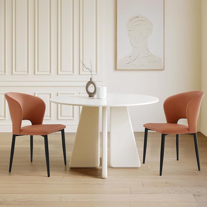 Homcosan Dining Chairs Set of 2, Modern Kitchen Chairs with Cross Structure & Exquisite Piping Design, Easy Assembly, Faux Leather Dining Room Chairs for Living Room Lounge, Bedroom, Brown