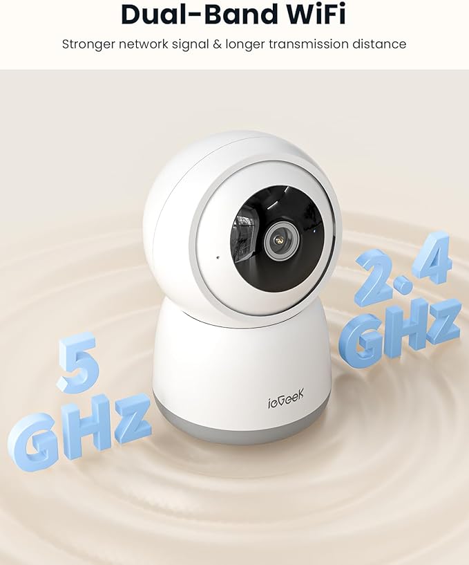 ieGeek Security Camera Indoor, 5G/2.4G WiFi Pet Cameras for Home Security, 2K Dog Cam w/Auto Tracking, Smart Motion Detection, Phone App, Baby Monitor, 3MP Night Vision, Works with Alexa(2 Pack)