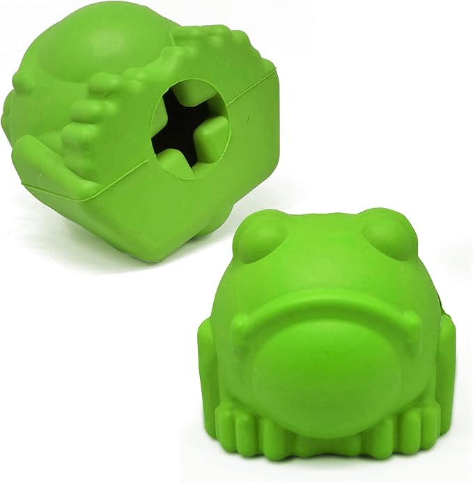 SodaPup MuttsKickButt Bullfrog – Durable Dog Treat Dispenser & Chew Toy Made in USA from Non-Toxic, Pet Safe, Food Safe Natural Rubber for Mental Stimulation, Problem Chewing, Calming Nerves & More