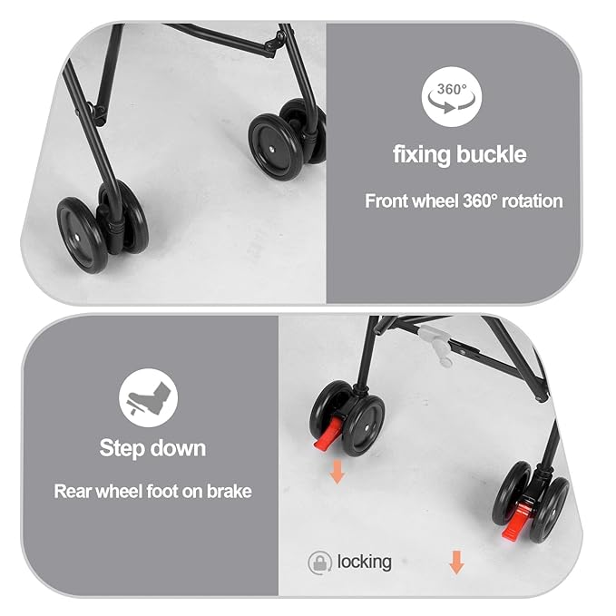 Wedyvko Umbrella Dog Stroller, Foldable Pet Stroller for Small Dogs Cats, with Carrying Strap and Cup Holder, Dog Poop Bags & Dispenser, Multicolor (Dark Grey)