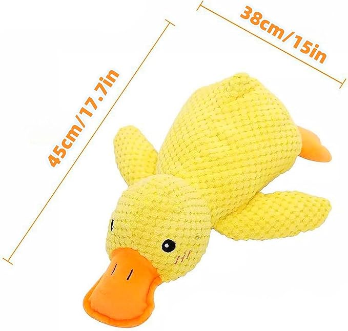 2024 New Calming Duck Dog Toy, Emotional Support, Yellow, Plush, Interactive for Boredom, Dog Companion, Large 17.7*15in (B-Green)