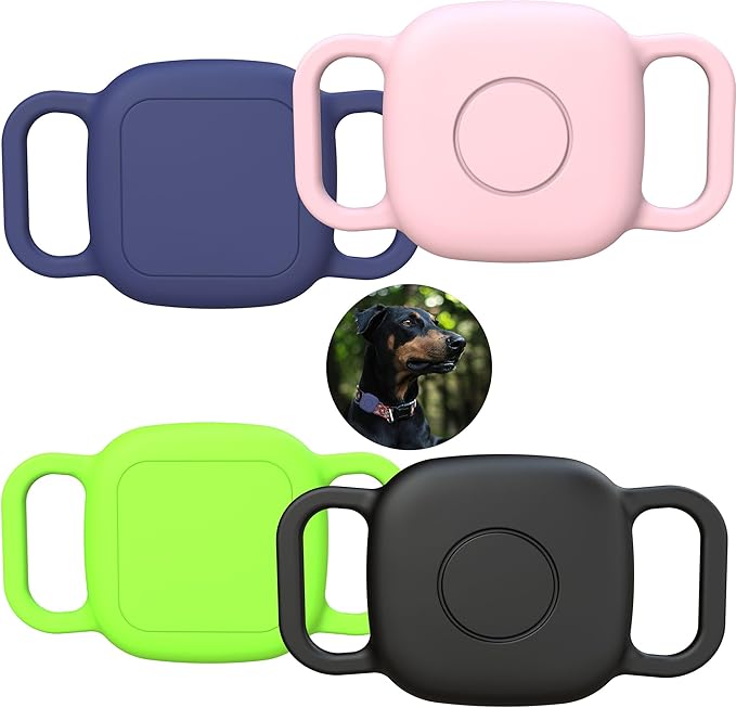 Waterproof Dog Collar Holder for Tile Mate 2024/ Mate 2022 Tracker, Anti Lost Soft Silicone Case for cat pet Necklace, Protective Cover Accessories for Tile Tracker Finder (Black/Green/Pink/Blue)