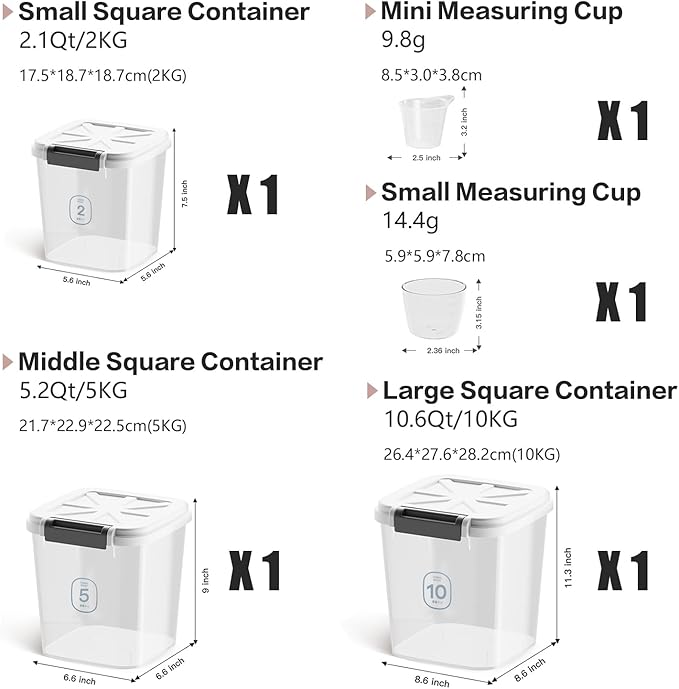 30LBS Rice Container - Rice Dispenser 30LBS/15KG/15Qt Food Cereal Container Bins with Measuring Cup for Household Pantry Organization (30 LBS)