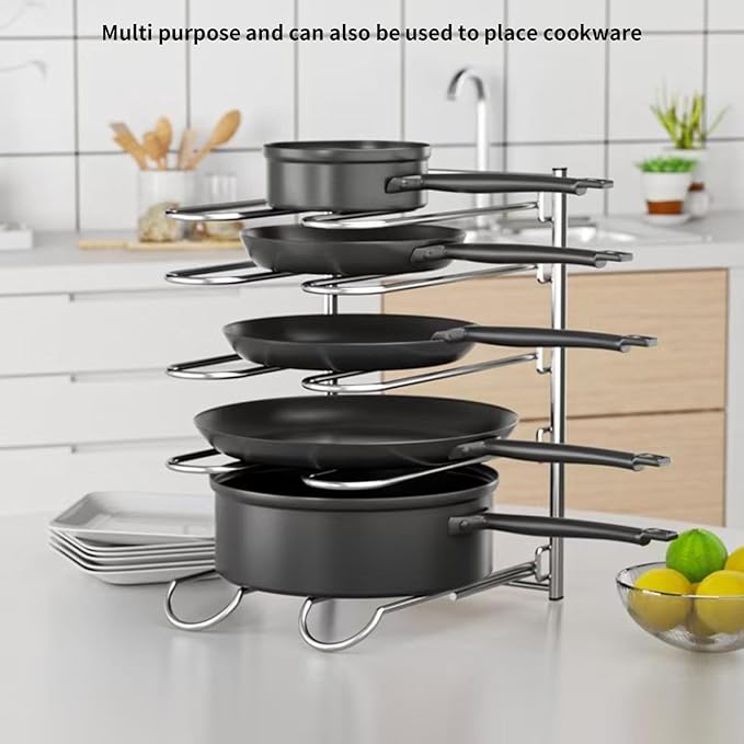 Pizza Rack, 5-Tier Stainless Steel Pizza Pan Storage Rack, Compact and Convenient Design for Easy Storage Multiple Pizzas pan 10.43" L x 8.52" W x 13" H, Pizza Pan Rack