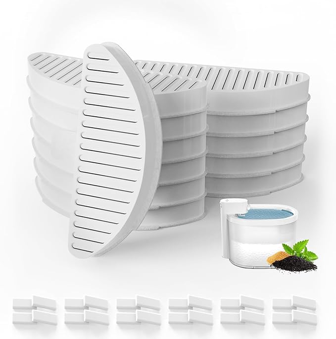 9 Pack Cat Water Fountain Filter Compatible with Cat Dispenser - 67oz/2L Automatic Water Feeder (9 Filters+18 Sponges)