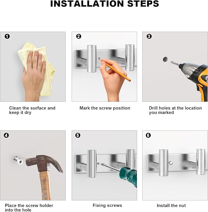 VAEHOLD Silvery Hat and Coat Wall Mount Rack - 3 Hooks for Robes, Bags, Keys, and Towels - Bathroom Towel Hanger Organizer (1 Pack)