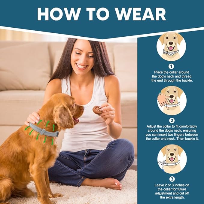 Dog Flea Collar,Flea and Tick Collars for Dog,Natural Ingredients,Adjustable,8 Months Protection-2P