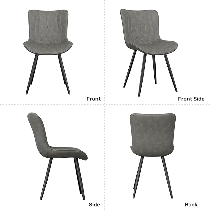 Dining Chair Set of 2 PU Leather Dining Room Chairs Upholstered Comfy Dining Chairs Modern Kitchen Armless Side Chair with Sturdy Metal Legs,Ink
