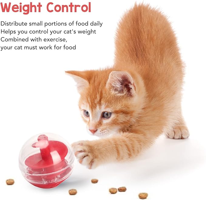 Cat Treat Dispenser Toy, Adjustable Cat Puzzle Feeder, Interactive Cats Food Puzzle, Cats Balls for Indoor Kitten Training
