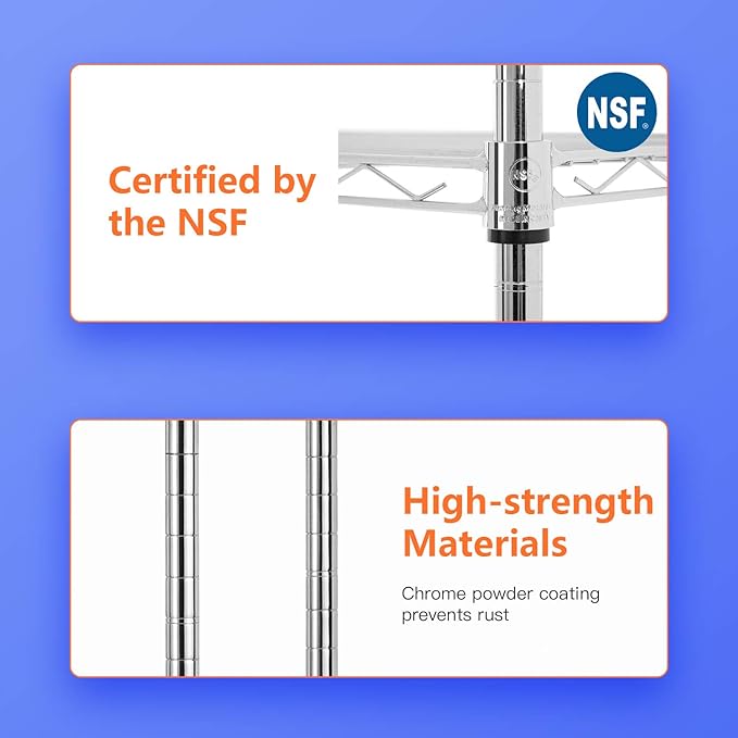 14" D×36" W×54" H Commercial Wire Shelving Unit Metal Shelf with 4 Tier Adjustable Layer Rack Strong Steel for Restaurant Garage Pantry Kitchen Garage,Chrome