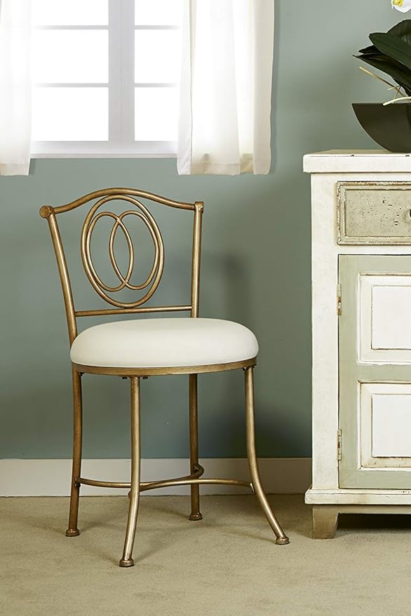 Hillsdale, 50945A, Emerson Metal Vanity Stool, Golden Bronze