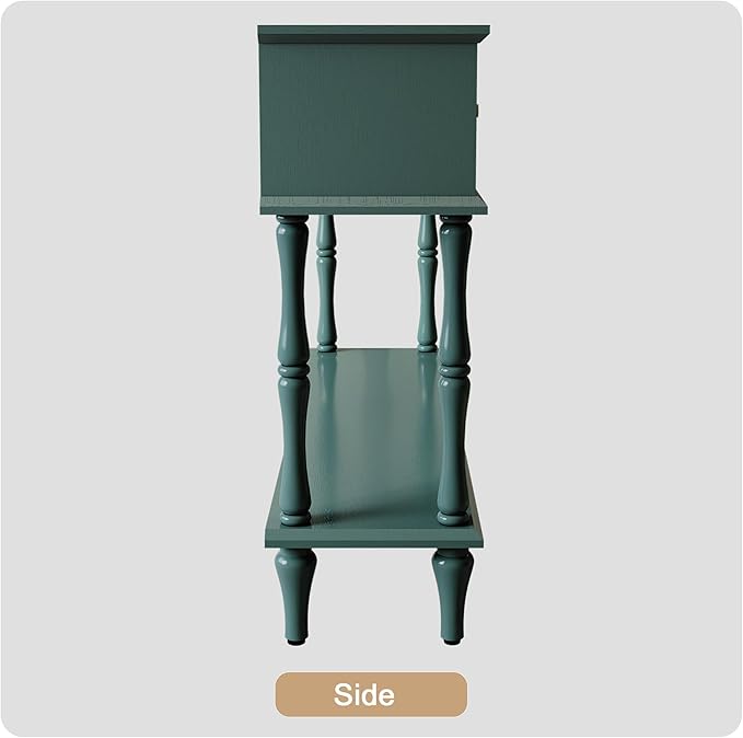 ARTPOWER Mid-Century Console Table for Entryway with 2 Drawers, Green Retro Entryway Table with Storage Cabinets and Open Shelf, Narrow Long Couch Table Behind Sofa for Living Room, Foyer, Hallway