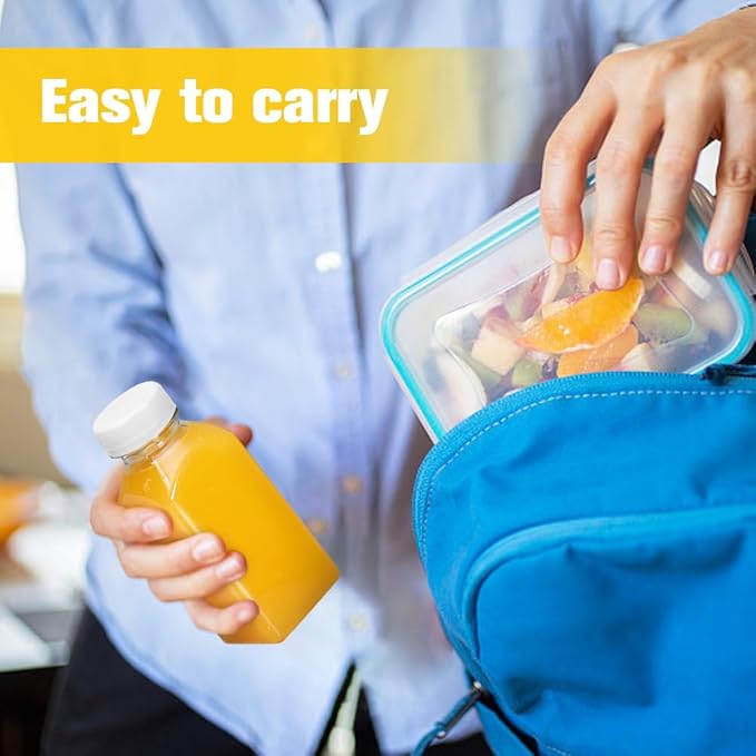 Plastic Juice Bottles, Reusable Juice Containers with White Tamper Proof Lids, Brush, Funnel and Labels, Clear Juice Containers for Juicing, Smoothie and Homemade Beverages (6PCS 8oz)