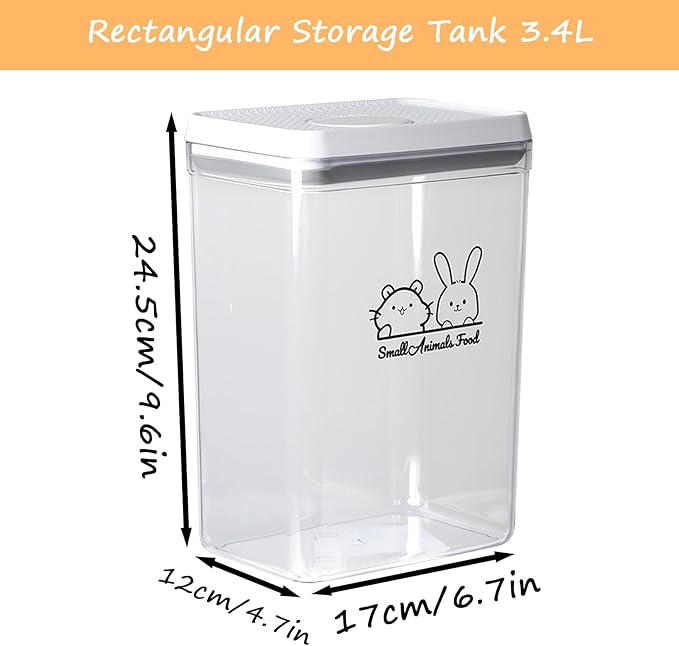 Small Animal Food Storage Box,Pet Food Storage Containers,Hamsters Treats Container,Food Storage Containers with Lids,Suitable for Hamster/Guinea Pig/Rabbit Dry Food Containers(3.4L)