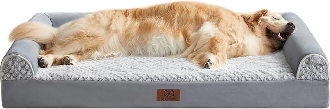 WNPETHOME Orthopedic Dog Beds for Large Dogs, Waterproof Memory Foam Large Dog Bed with Sides, Non-Slip Bottom and Egg-Crate Foam Big Pet Couch Bed with Washable Removable Cover
