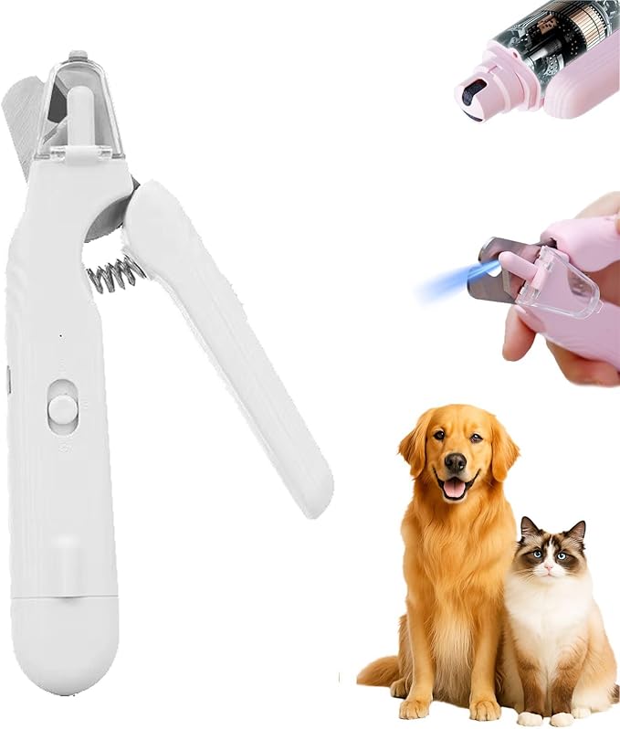 PupNourish Nail Trimmer, The SafeTrim by PupNourish, Pup Nourish Nail Clippers, 2 in 1 Nail Clipper and Grinder with Built-in LED Light,Splash Guard,Pet-Friendly Design,for Dog and Cat (White)