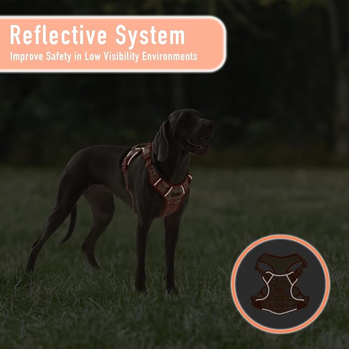 Dog Harness for Giant Dogs, Heavy Duty No Pull Pet Harness Vest Easy Control with Handle, Adjustable Reflective Extra Big Sized Dog Vest for Training, Walking, Hiking, Orange Ethnic, XL