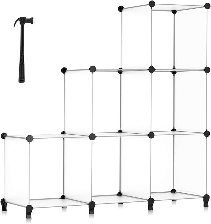 HOMIDEC 6-Cube Storage Organizer, Closet Organizer Storage Shelf Bookcase Bookshelf with Metal Hammer, Storage Cubes Organizer Cabinet for Kids, Closet, Bedroom, Bathroom, (11.8x11.8x11.8 inch)