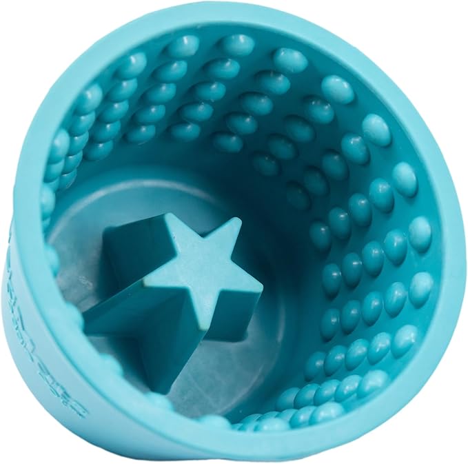 LICKIMAT Yoggie Pot – Distraction, Fun and Enrichment. Long Lasting Rubber Licking Treat Dispenser for All Dog Sizes and Slow Feeder for Small Dogs - Turquoise