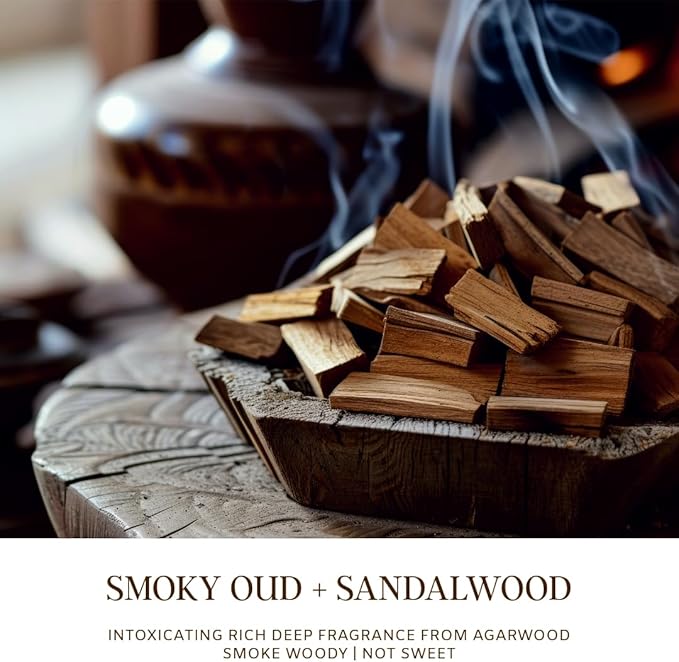 SENSE ISLAND Santal Oud Scented Candles for Men&Women | 100% Natural Soy Candle 7oz, up to 50 Hrs Burn Time Highly Scented Premium Woody Scented Candle