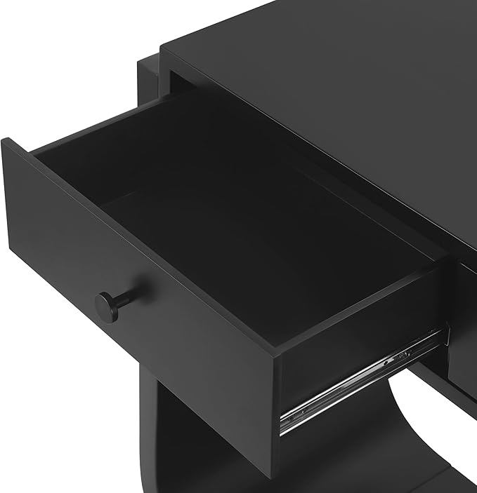 Merax 55" Entryway Table with 3 Drawers, Natural Wood Grain Finish Console Table with Fluted Design for Entryway and Living Room (Black)