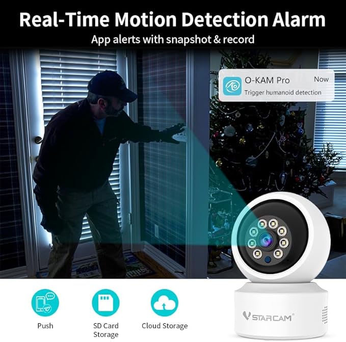 VSTARCAM 720P Wide-Angle Lens Indoor Home Security Cameras, Color Night Vision, Motion Detection, Two-Way Audio