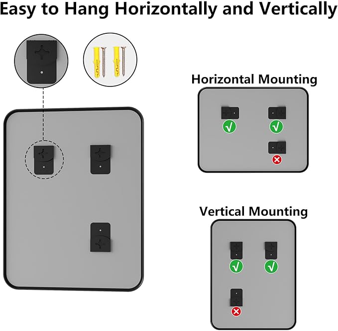 Koonmi Bathroom Mirror, 28X36 Brushed Black Rectangle Wall Mirror, HD Tempered Glass, Anti-Rust Frame Vanity Mirror, Rounded Rectangle Mirror for Restroom, Bedroom, Hangs Horizontal or Vertical