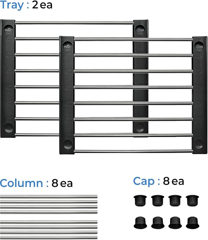 carrotez Cabinet Organizer Shelf, Set of 2 Stackable Kitchen Counter Shelves, Kitchen Cabinet Organizers and Storage, Pantry Storage Shelf Organizer, 9.8 x 7.8 x 6.1 - Black