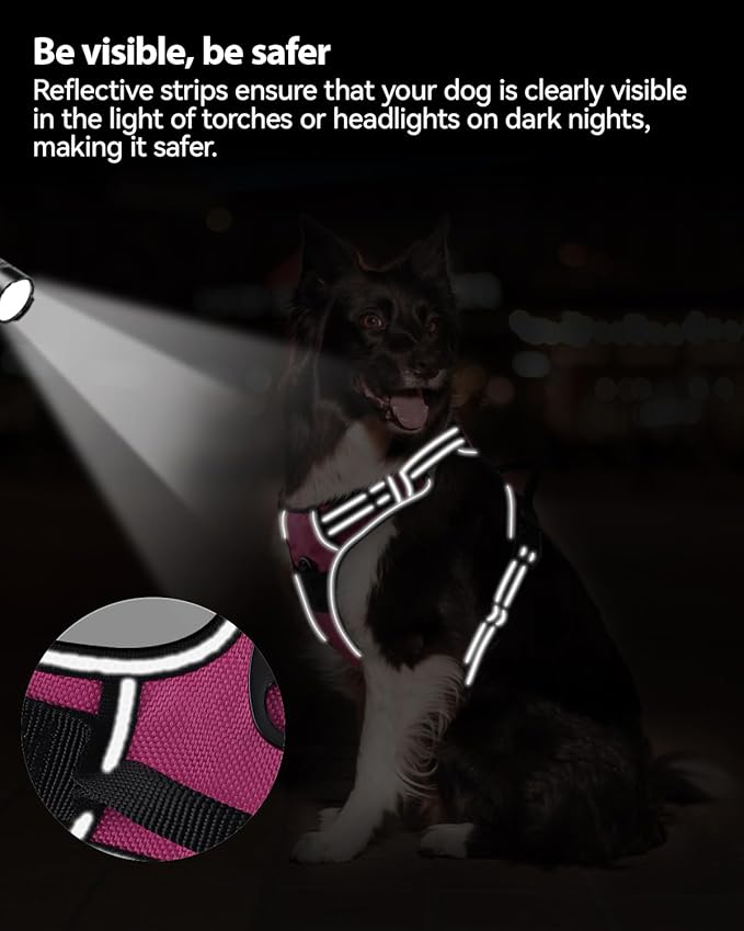 Joytale No Pull Dog Harness for Small Dogs, Reflective Pet Vest with Front Clip, Adjustable Soft Padded Harnesses with Easy Control Handle for Training and Walking, Hot Pink, S