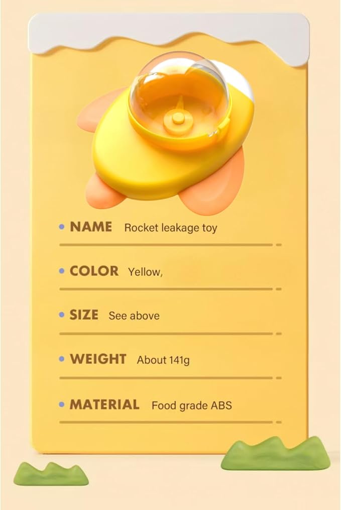 Automatic Cat Feeder, Interactive Pet Feeder, Slow Feed Puzzle Toy, Rocket Design, Non Slip Base, Dog Feeder for Home, Training, Travel, Enjoy Slow Feeding Fun