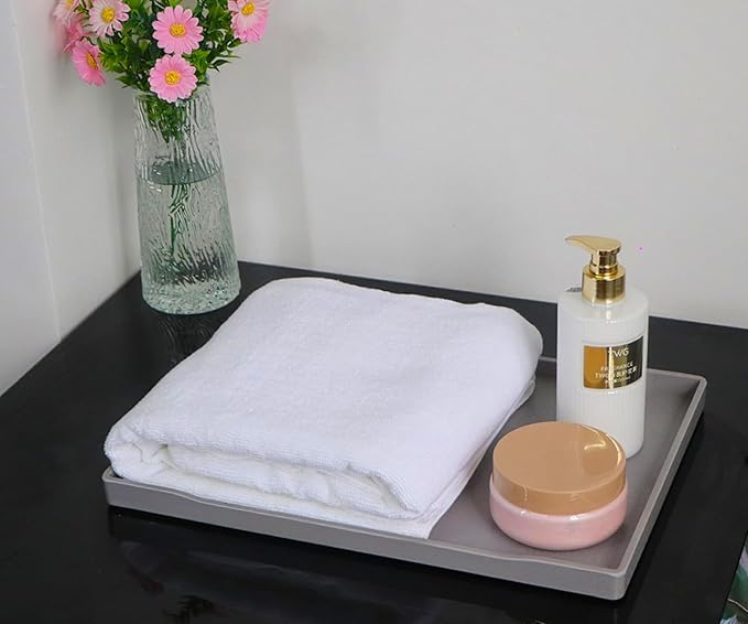 Gray Serving Tray (15 x 10.6 inch), Large Tray, Serving Accessory, Spa, Coffee, Drinks, Tea, Bar, Party, Seasoning, Perfume and Display Use.