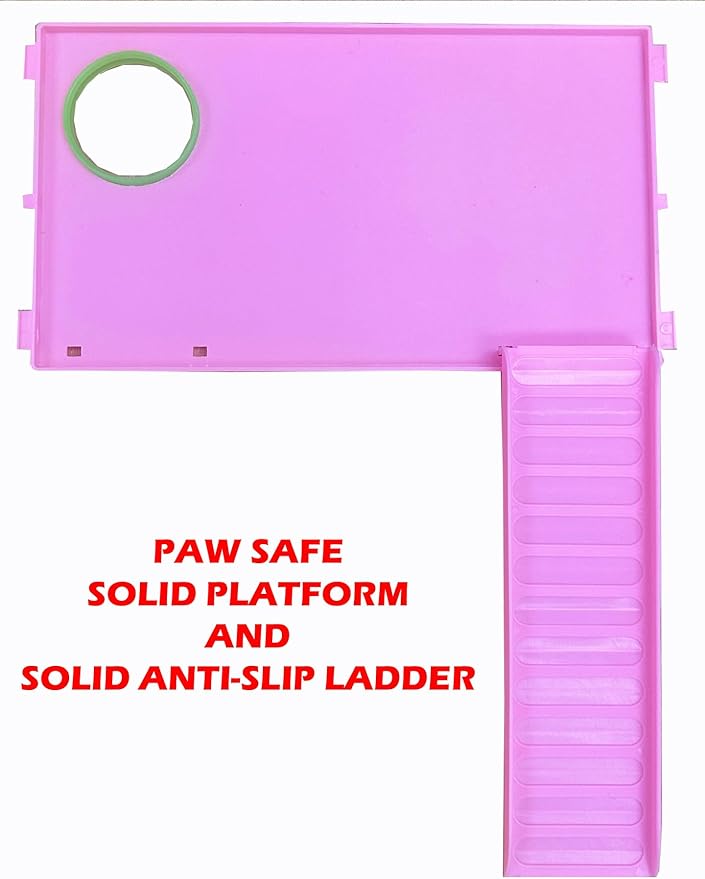Pink Large Twin Tower 5-Floor Habitat Hamster Mansion Rodent Gerbils Mouse Mice Small Animal Home Cage with Top Crossing Tube Tunnel Expandable and Customizable