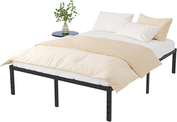16 Inch King Bed Frame No Box Spring Needed, Heavy Duty King Platform Bed Frame Support Up to 3000 lbs, Easy Assembly, Noise Free, Black