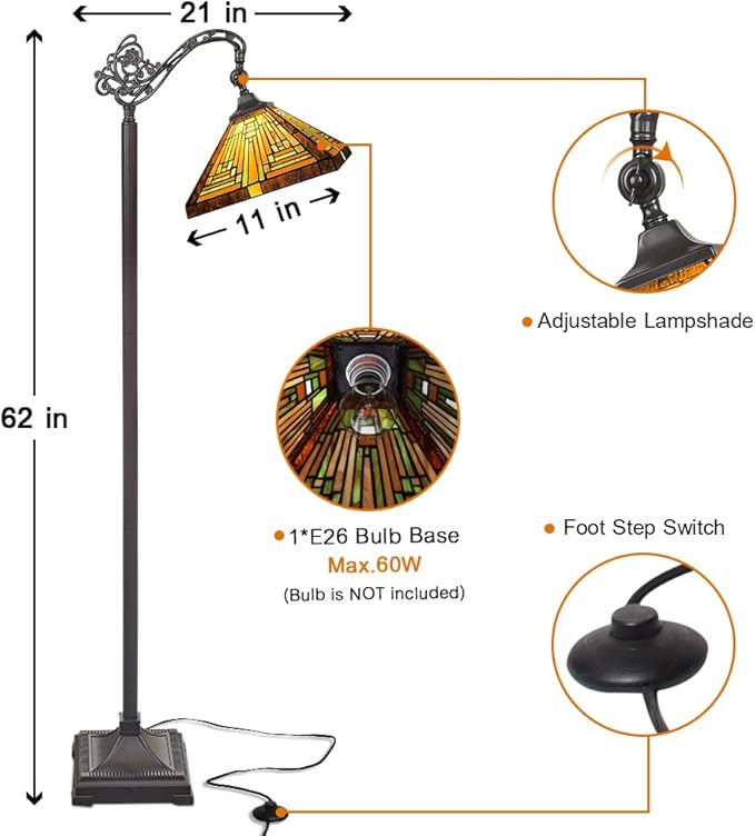Capulina Mission Antique Style Tiffany Lamp Series Table Lamp Floor Lamp Decor for Living Room Bedroom Study Room