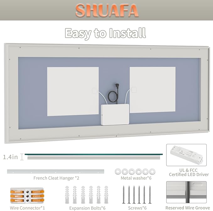 LED Mirror for Bathroom, 84x32 Inch Backlit + Front Lighted Bathroom Vanity Mirror with Lights, Double Light Strips, 3 Colors, Shatter-Proof, Anti-Fog and Brightness Memory