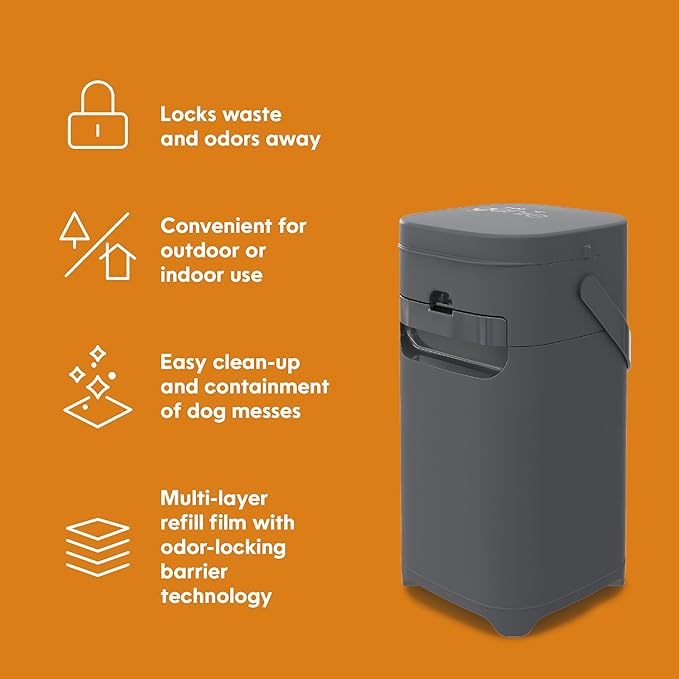 Pail | Dog Waste Disposal System for Outdoor and Indoor Odor Control | Dog Poop Trash can | Includes 1 Square Refill Bag That Lasts up to 2 Months