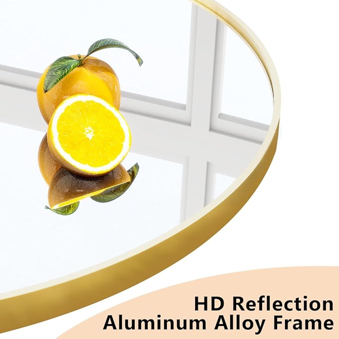 Arched Bathroom Mirror 32" x 34" for Bathroom Vanity Mirror or Wall Decor Gold Arch Mirror Aluminum Alloy Frame Wall Mounted Mirror for Living Room Bedroom Entryway