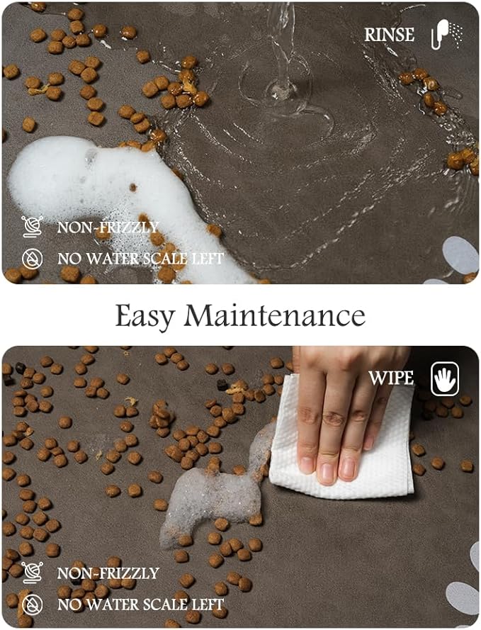 Pet Feeding Mat-Absorbent Dog Mat for Food and Water Bowl-No Stains Quick Dry Water Dispenser Mat-Dog Accessories Pet Supplies-Bowl for Messy Drinkers(Brown,23"x34"